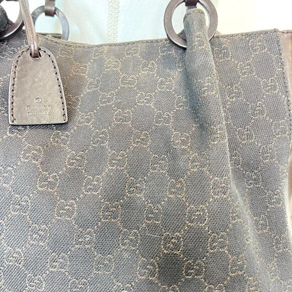 Gucci Chocolate Brown Hobo Tote GG Canvas Brown 101920 - Picture 4 of 13